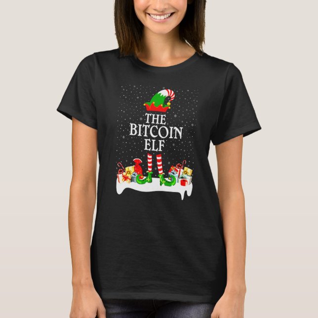 Family Matching Group Christmas The Bitcoin Elf T-Shirt (Front)