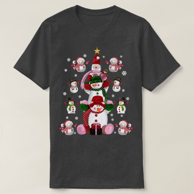 Family Matching Group Set Kids Cute Snowmen Christ T-Shirt (Design Front)
