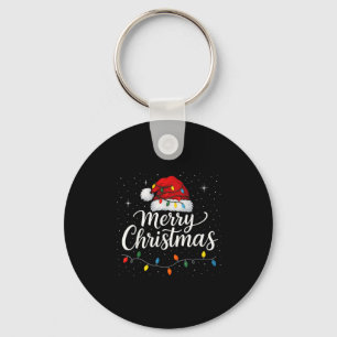 Family Matching Merry Christmas Lights Santa Hat M Key Ring