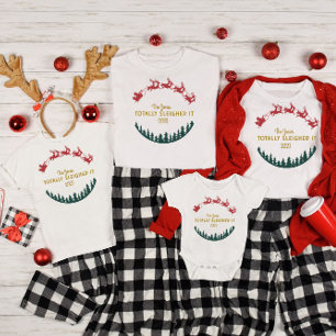Family Matching Personalised Name/Year Sleighed It Toddler T-Shirt