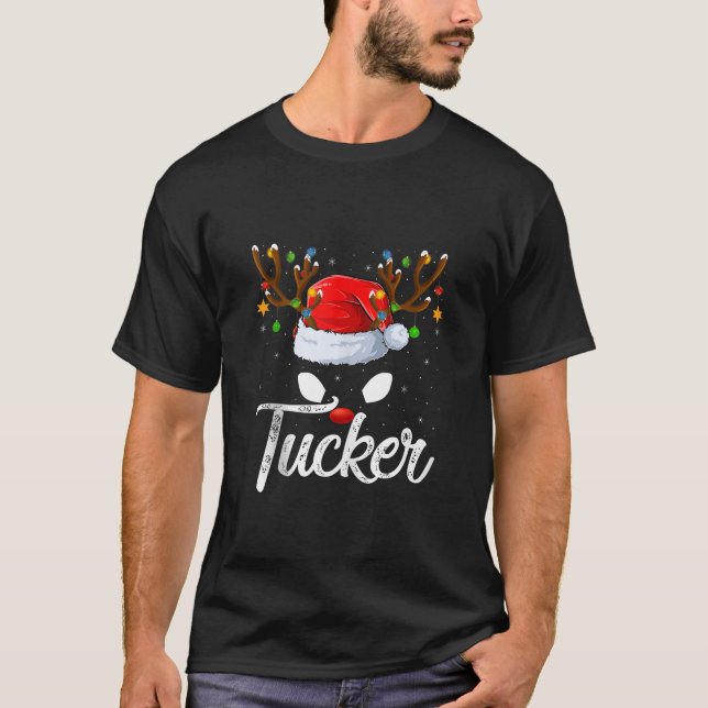 Family Matching Santa Hat Tucker Reindeer Christma T-Shirt (Front)