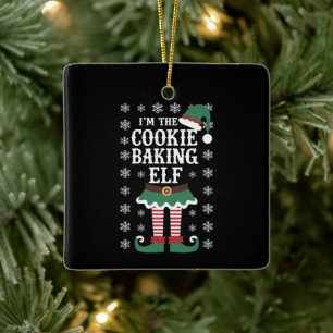 Family Matching The Cookie Baking Elf Christmas Ceramic Ornament