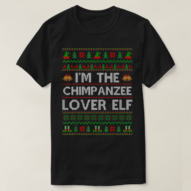 Family Matching Ugly Chimpanzee Lover Elf Christma T-Shirt (Design Front)