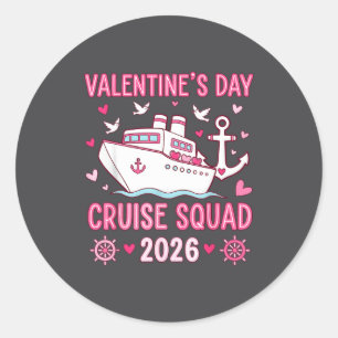 Family Matching Valentines Day Family Cruise Squad Classic Round Sticker
