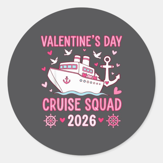 Family Matching Valentines Day Family Cruise Squad Classic Round Sticker (Front)