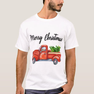 Family Matching Wagon Red Truck Christmas Tree Paj T-Shirt