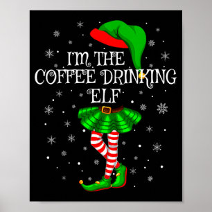 Family Matching Women Girls Coffee Drinking Elf Ch Poster