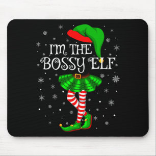 Family Matching Women Girls I'm The Bossy Elf Chri Mouse Pad