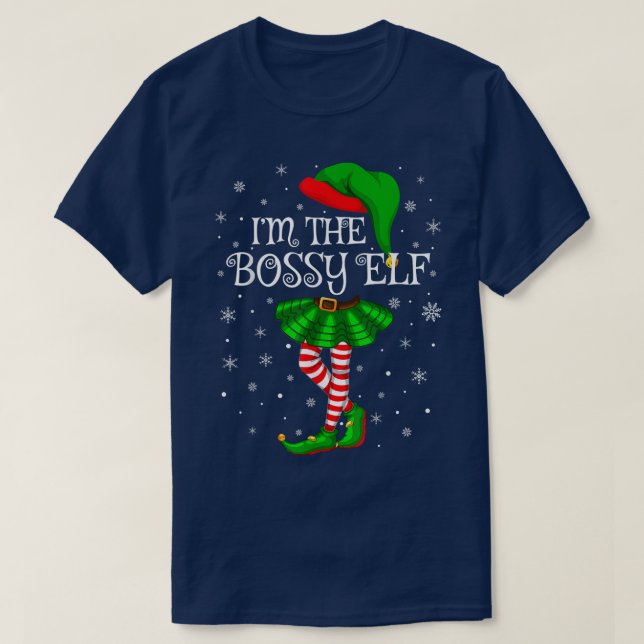 Family Matching Women Girls I'm The Bossy Elf Chri T-Shirt (Design Front)