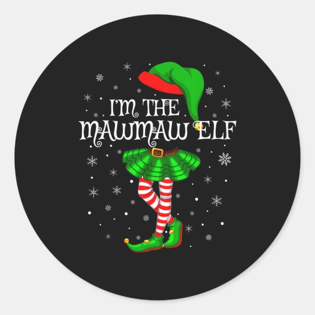 Family Matching Women Girls I'm The Mawmaw Elf Chr Classic Round Sticker (Front)