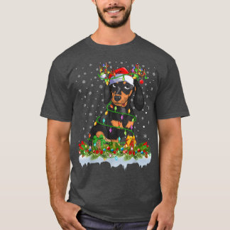 Family Matching Xmas Lighting Santa Dachshund Dog  T-Shirt
