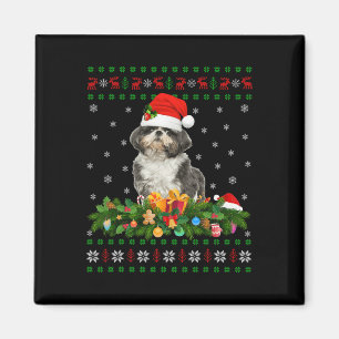 Family Matching Xmas Lighting Ugly Shih Tzu Christ Magnet