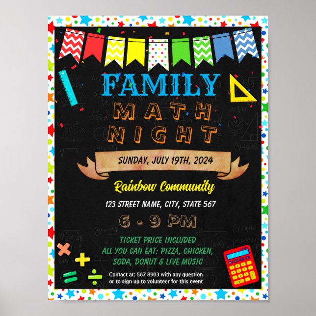 Family Math Night event template Poster (Front)