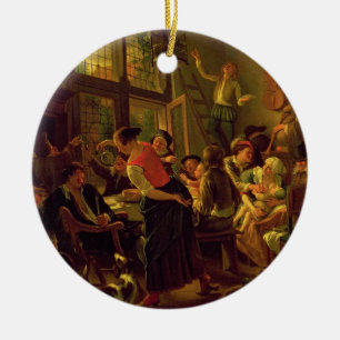 Family Meal (oil on canvas) Ceramic Tree Decoration