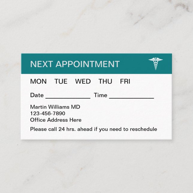 Family Medical Appointment Business Cards (Front)