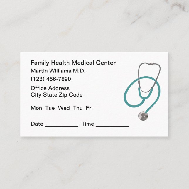 Family Medical Appointment Business Cards Design (Front)