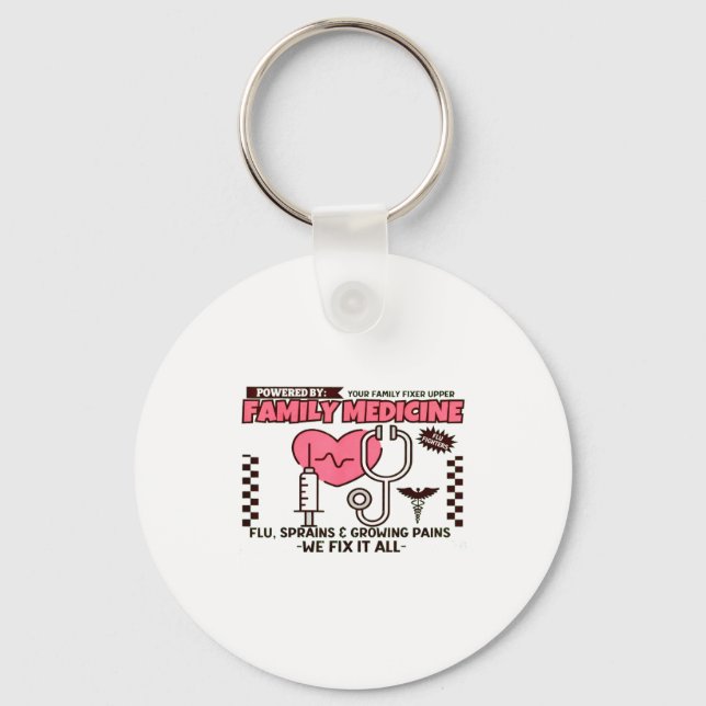 Family Medicine Retro Family Physician Doctor Gift Key Ring (Front)