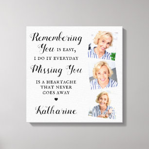 Family Memorial Remembrance Personalised 3 Photo Canvas Print