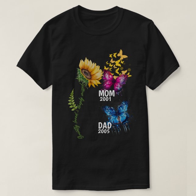 Family Memorial Sunflower & Butterfly Watercolor T-Shirt (Design Front)