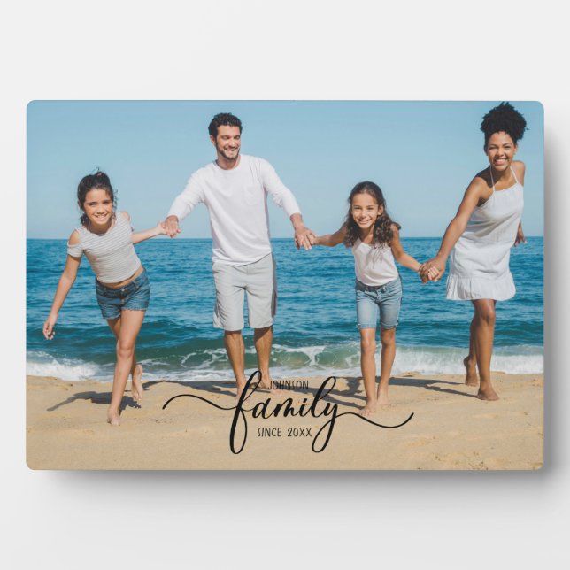 Family memories 1 photo horizontal elegant plaque (Front)
