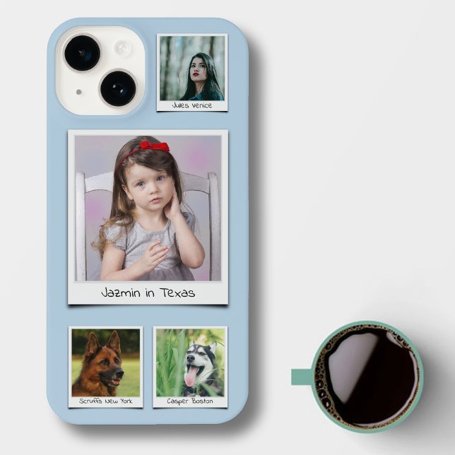 Family Memories 4 photo Collage Powder Blue iPhone Case (Creator Uploaded)