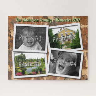 Family Memories 4 x Custom Photos Stonewall Jigsaw Puzzle