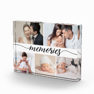 Family Memories 5 Photo Collage Personalised Block