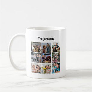 Family Memories 9 Photo Grid Personalised Collage Coffee Mug