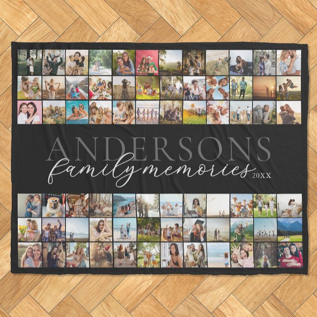 Family Memories Personalised 72 Photo Collage Fleece Blanket (Creator Uploaded)