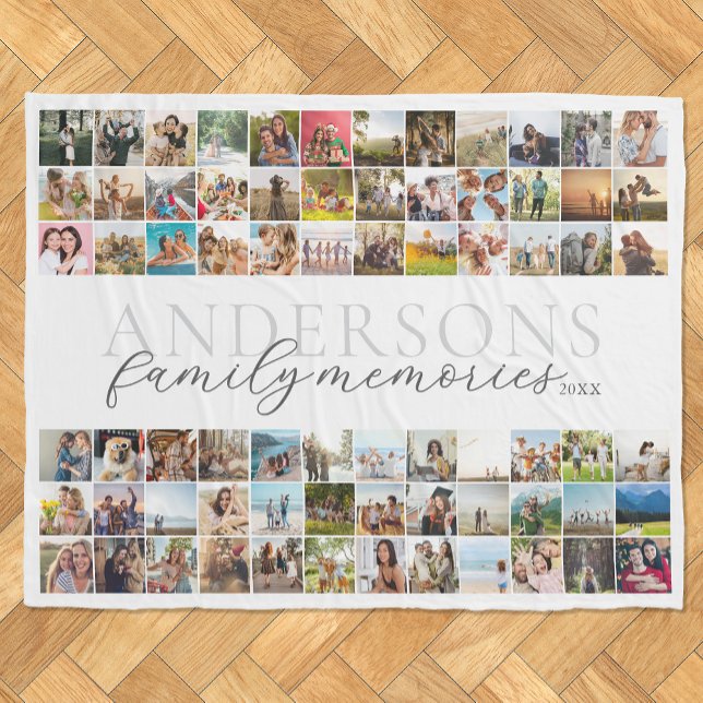 Family Memories Personalised 72 Photo Collage Fleece Blanket (Creator Uploaded)