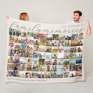 Family Memories Personalised 84 Photo Collage Fleece Blanket