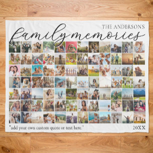 Family Memories Personalized 84 Photo Collage Fleece Blanket
