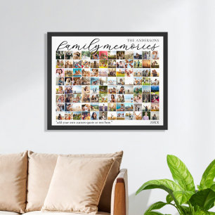 Family Memories Personalized 96 Photo Collage Poster