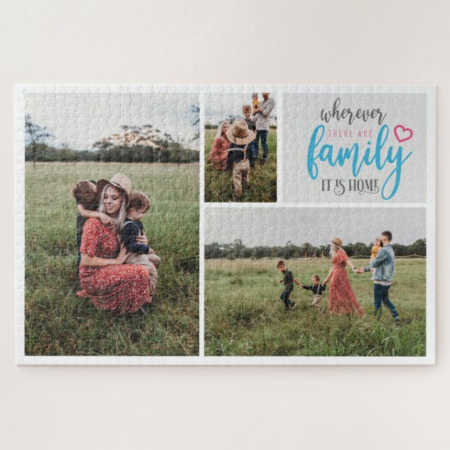Family Memories Photo Collage Custom Keepsake Jigsaw Puzzle (Horizontal)