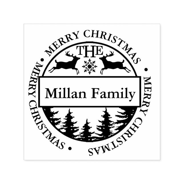 Family Merry Christmas Deer theme Self-inking Stamp (Design)