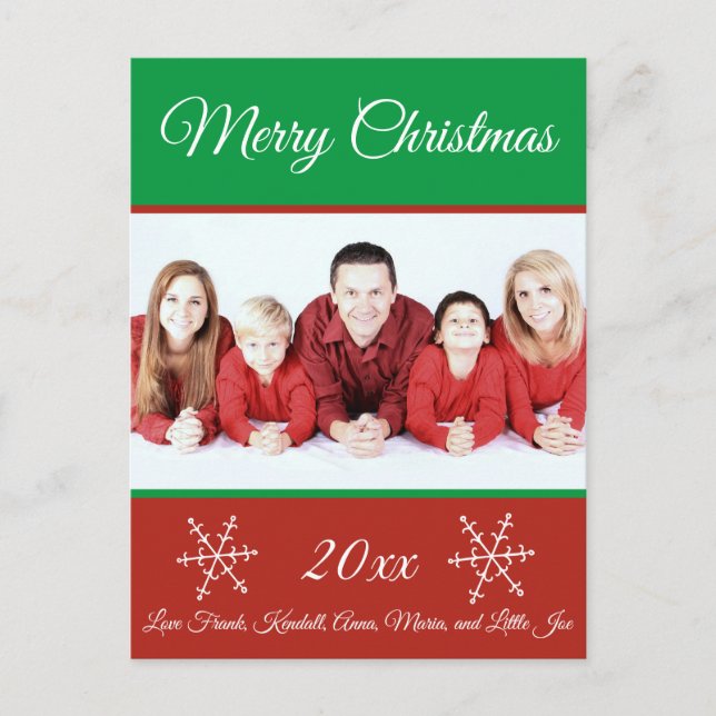 Family Merry Christmas Eve Photo Postcard (Front)