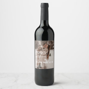 Family merry christmas & Happy New Year Custom  Wine Label