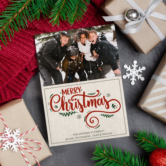 Family Merry Christmas Holiday Photo Card (Creator Uploaded)