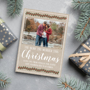 Family Merry Christmas Holiday Pregnant Photo Card