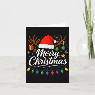 Family Merry Christmas Red Santa Hat Reindeer Xmas Card