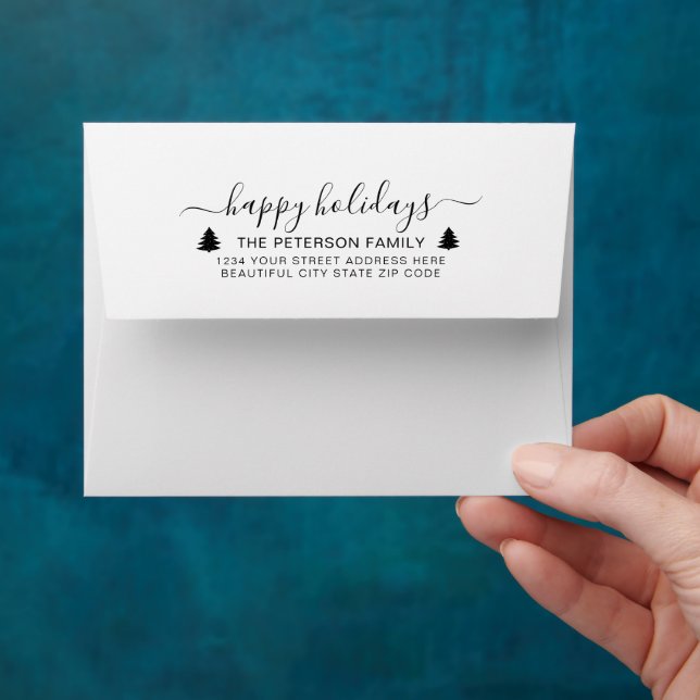 Family Merry Christmas Return Address Envelope (Hand)