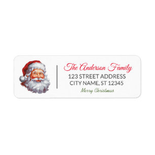 Family Merry Christmas Santa Claus Personalised    Return Address Label