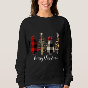 Family Merry Christmas Trees Plaid Leopard Sweatshirt