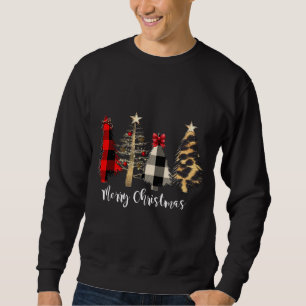 Family Merry Christmas Trees Plaid Leopard Sweatshirt