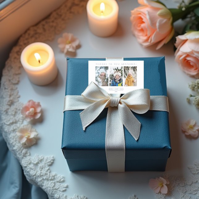 Family Minimalist 3 Photos Collage Keepsake Rectangular Sticker (Family Minimalist 3 Photos Collage Keepsake Rectangular Stickers.)