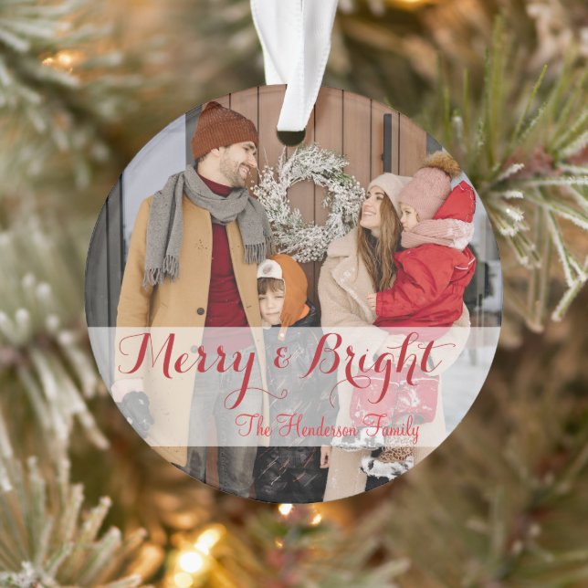 Family Minimalist Christmas Photo Ornament (Tree)