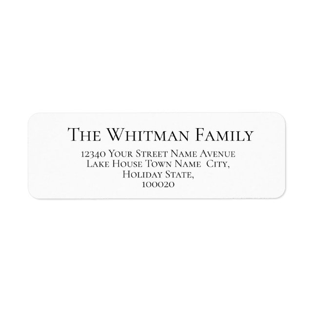 Family Minimalist White Return Address Label (Front)