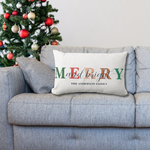 Family Modern Colourful Merry and Bright Lumbar Cushion