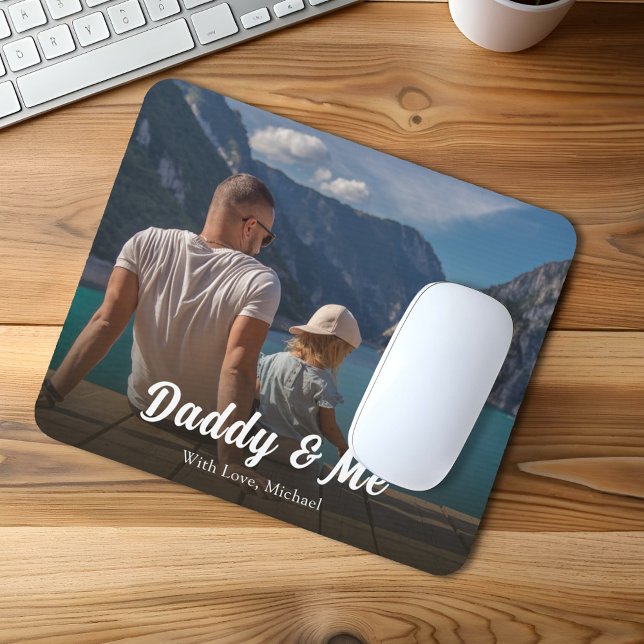 Family Modern Photo Daddy and Me Custom Mouse Pad (Daddy and me custom personalized mouse pad)