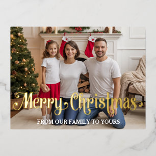 Family Modern Photo Foil Holiday, Christmas Card